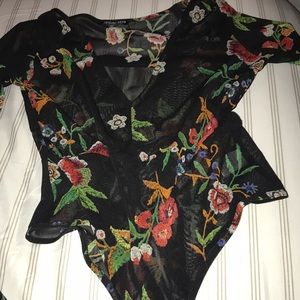 Mesh floral bodysuit